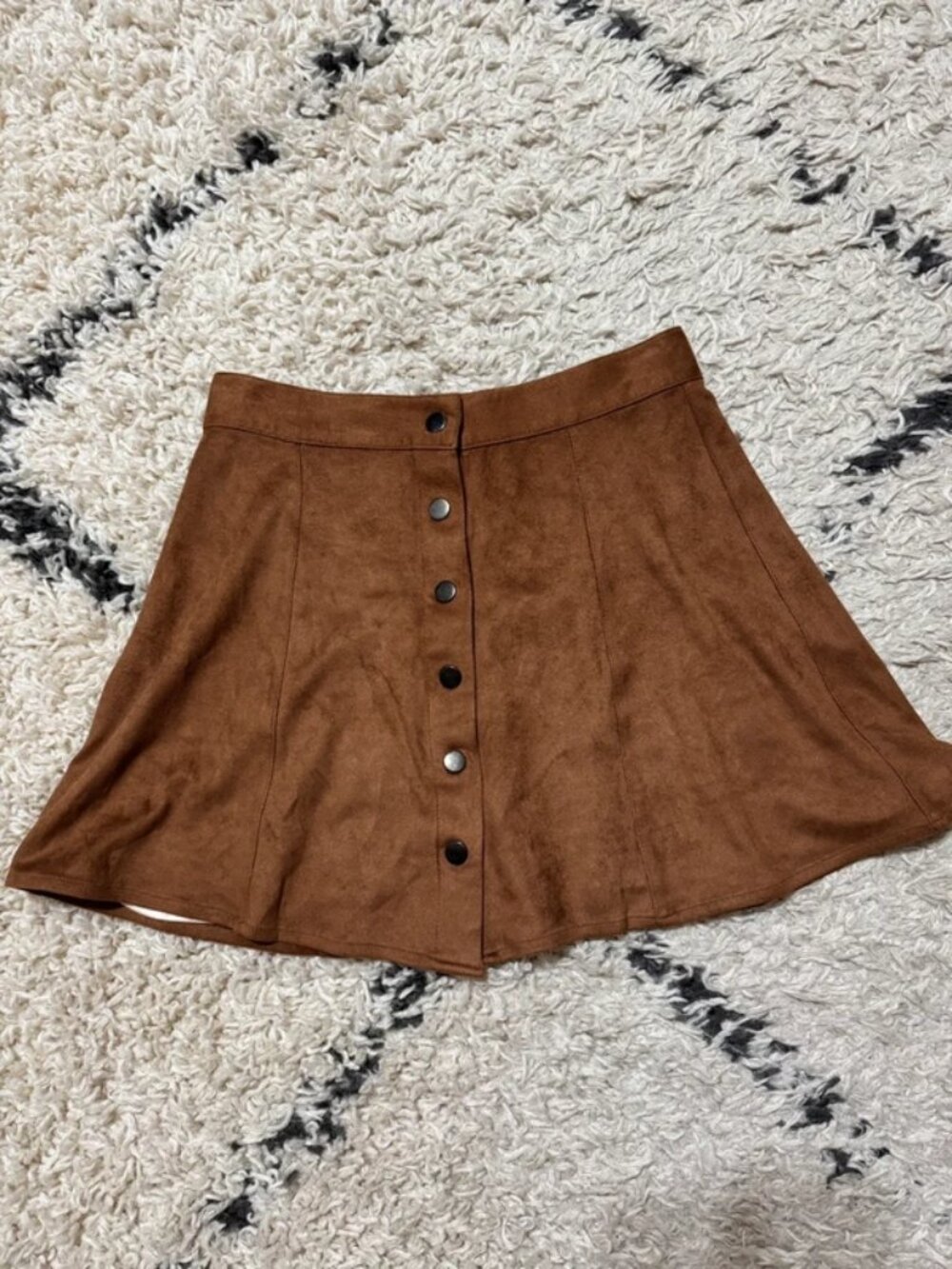 Brown button up mini skirt, small
